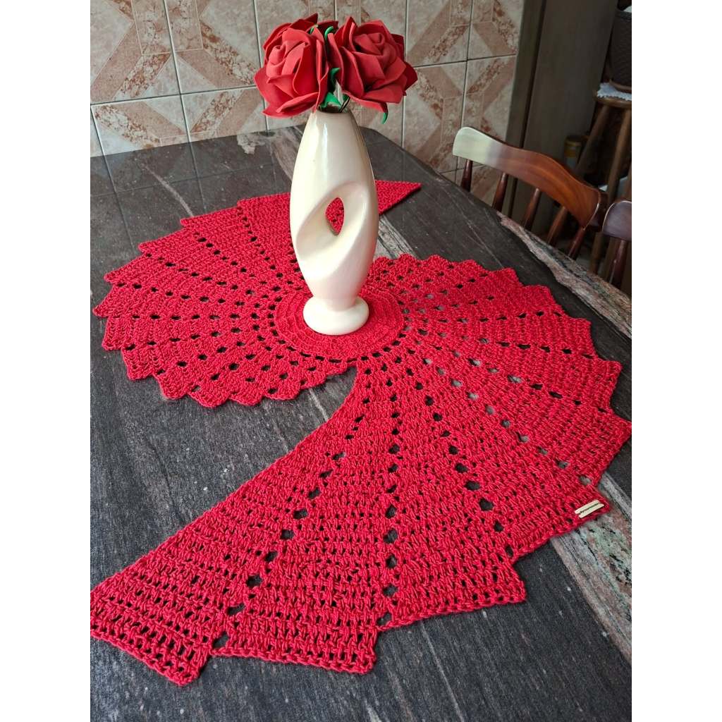 Caminho/Trilho de Mesa Espiral em Crochê em Oferta na Shopee