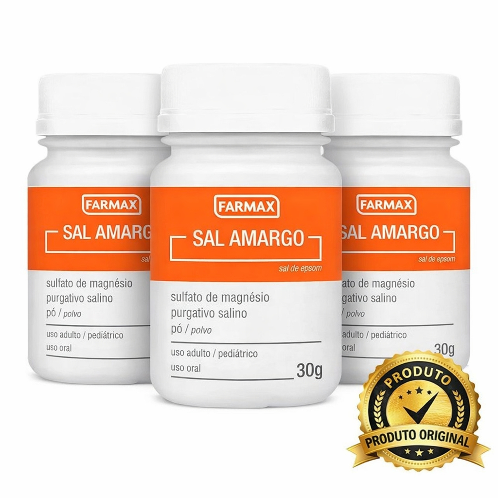 Kit 3x Sal Amargo Farmax 30g Sulfato de Magnésio Pó Uso Oral Original