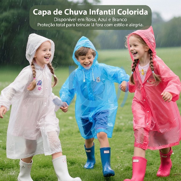 Capa de Chuva Infantil em EVA – Impermeável, Espessa e Leve | Tamanho 7 a 12 Anos | Para…