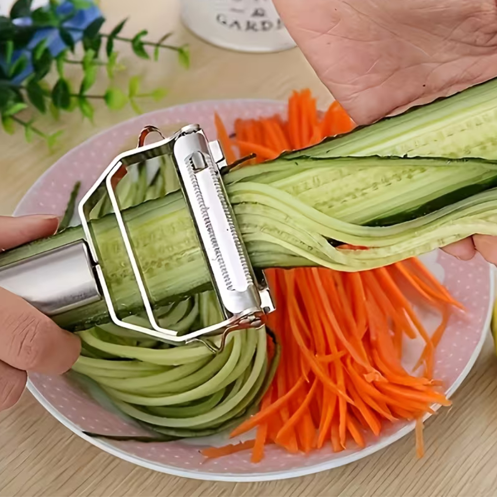 Descascador e Fatiador Legumes e Frutas Corte a Julienne Dupla Lâmina em Inox — imagem 2 de 2