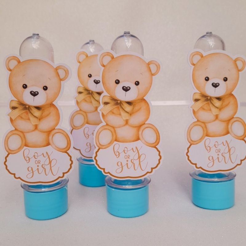 APLIQUES PARA TUBETE/ CHÁ REVELAÇÃO URSINHO BEGE/FESTA INFANTIL/LEMBRANCINHAS PERSONALIZADAS.