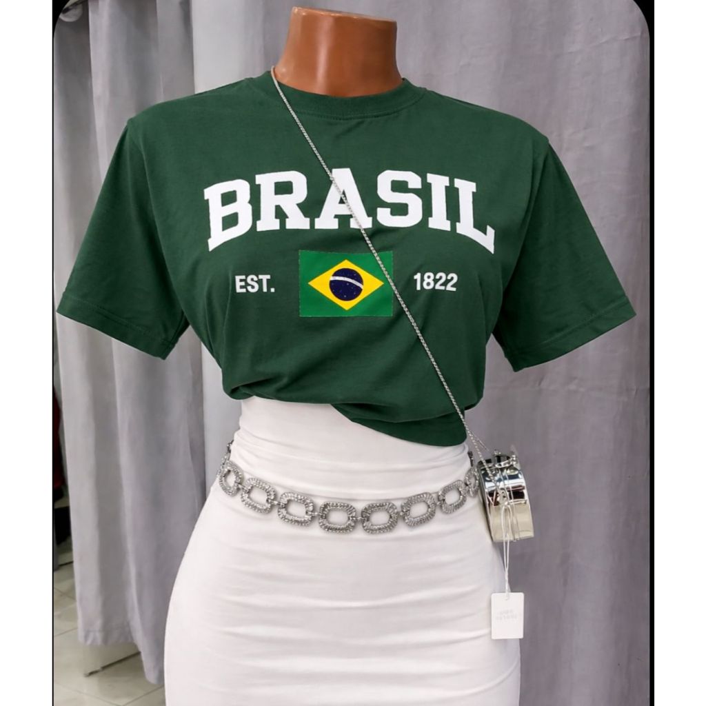 Camiseta Estampada do Brasil Tshirt Blusa Minimalista Tecido Premium Unisexx Camiseta Copa 2026 Envio Rapido