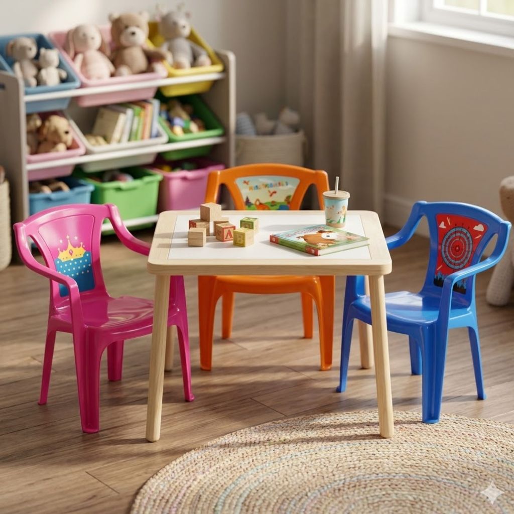 Cadeirinha infantil Plástica c Encosto Resistente - Banquinho poltrona Rosa Azul Laranja
