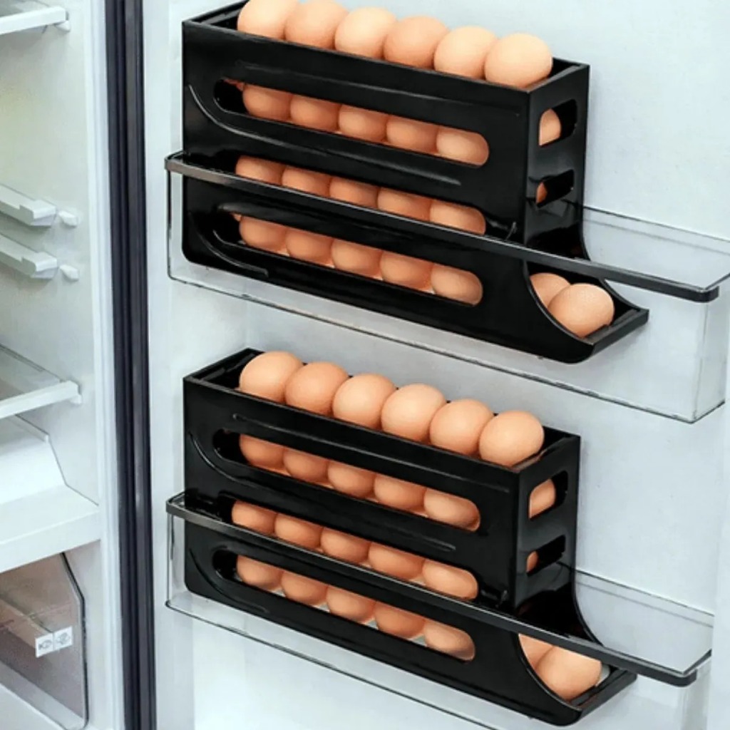 Organizador Porta 30 Ovos Dispenser Vertical Bandeja Suporte vertical Gaveteiro cozinha gaveta Preto