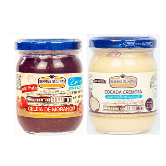 COMBO Geléia De Morango Diet Zero Açúcar 200g +Cocada Cremosa Diet Zero Açúcar 210g