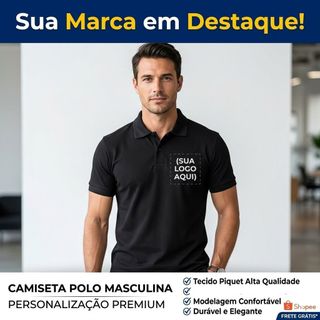 Camiseta Polo Premium Personalizada com Sua Logo - Estampa DTF Alta Definição