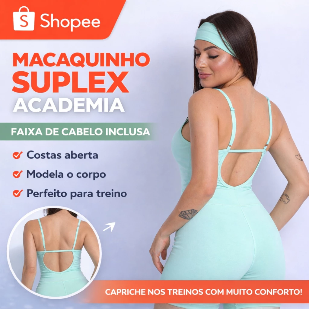 Macaquinho Suplex Academia Feminino Com Faixa Roupa Macacão Fitness Confortável Zero Transparência Treino — imagem 1