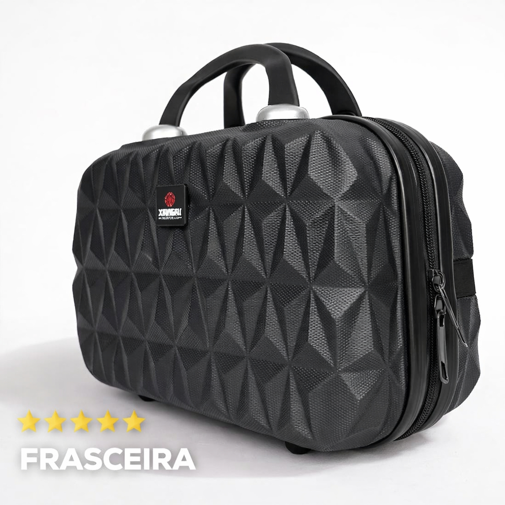 Frasqueira de viagem  Tamanho Grande  em fibra Abs necessaire  maleta de mão estruturada Medidas 30x33x18 Cores Variadas