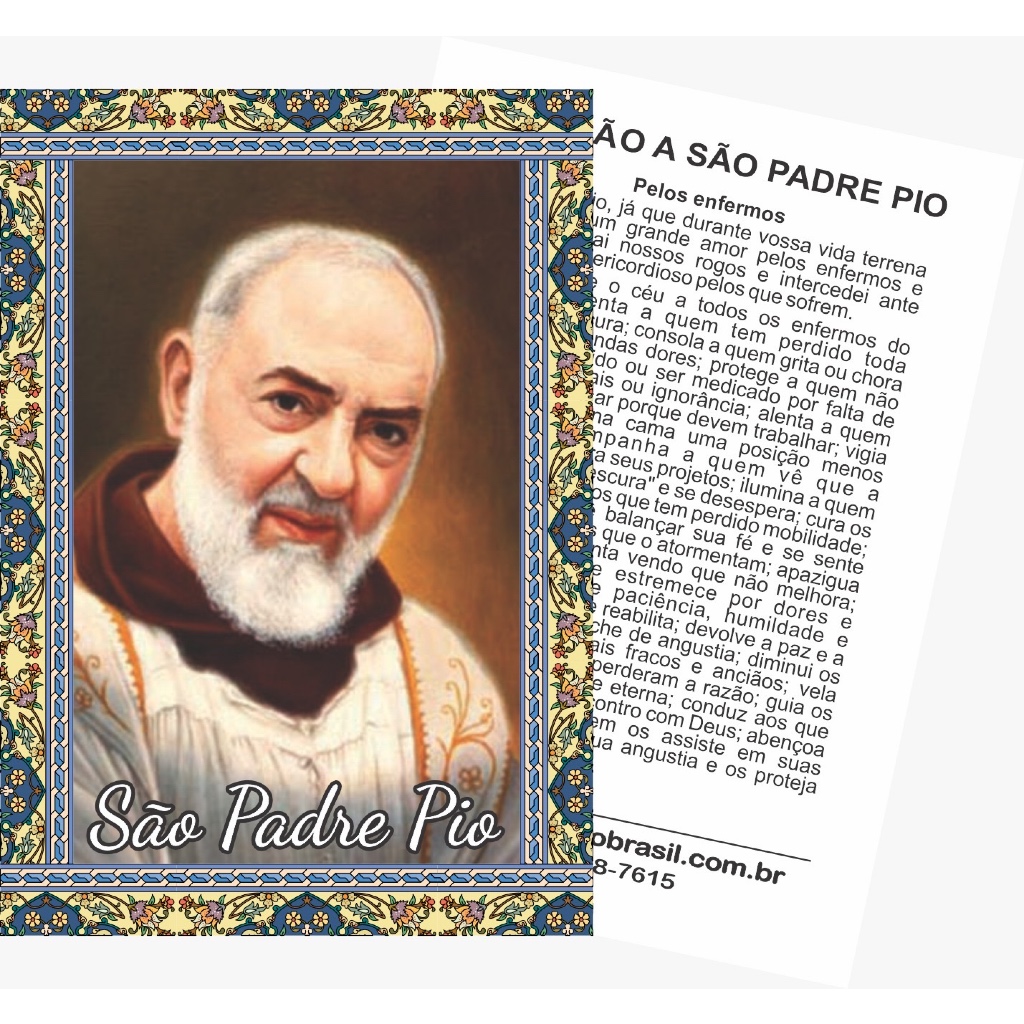 900 Folheto Santinho Santo Padre Pio Oração no Verso - 7x10 cm