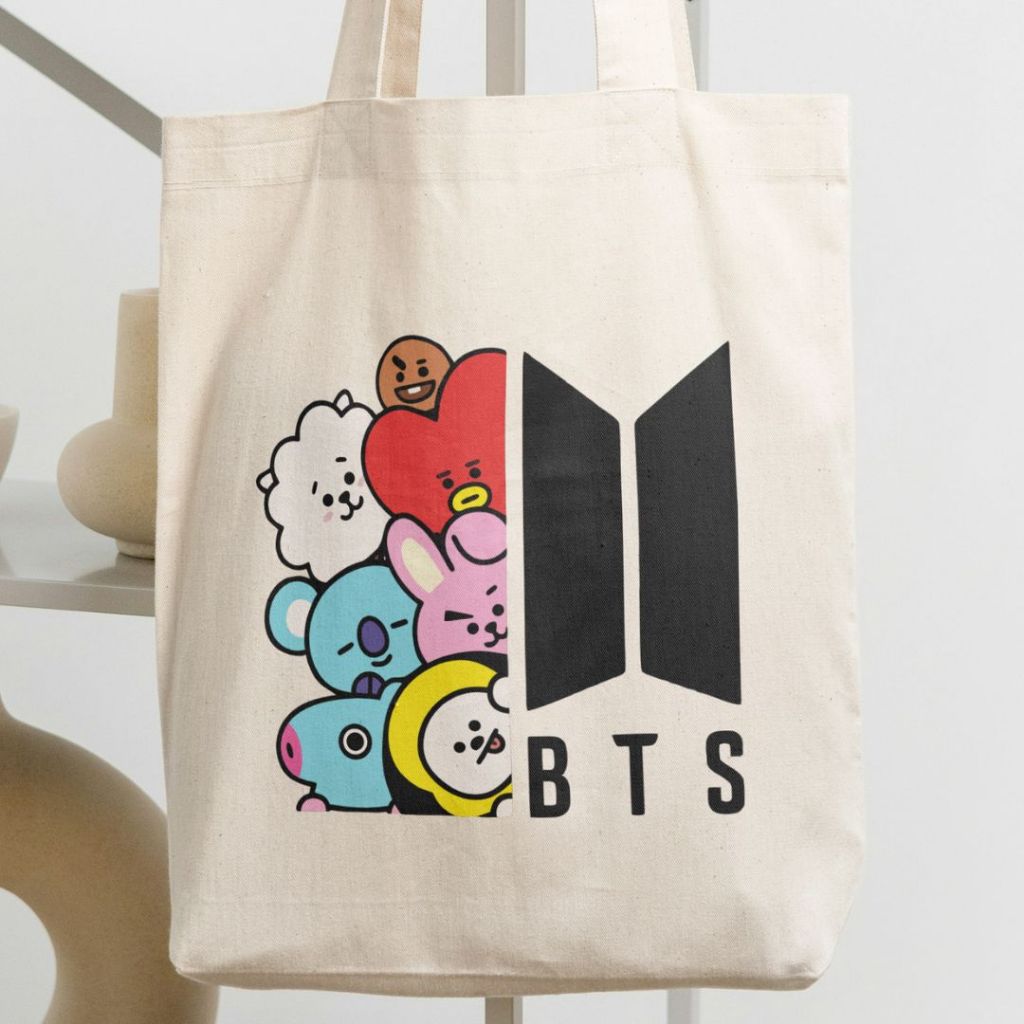 Ecobag BTS BT21 K-Pop Bolsa Sacola Ecológica Algodão 32x38cm — imagem 2 de 2