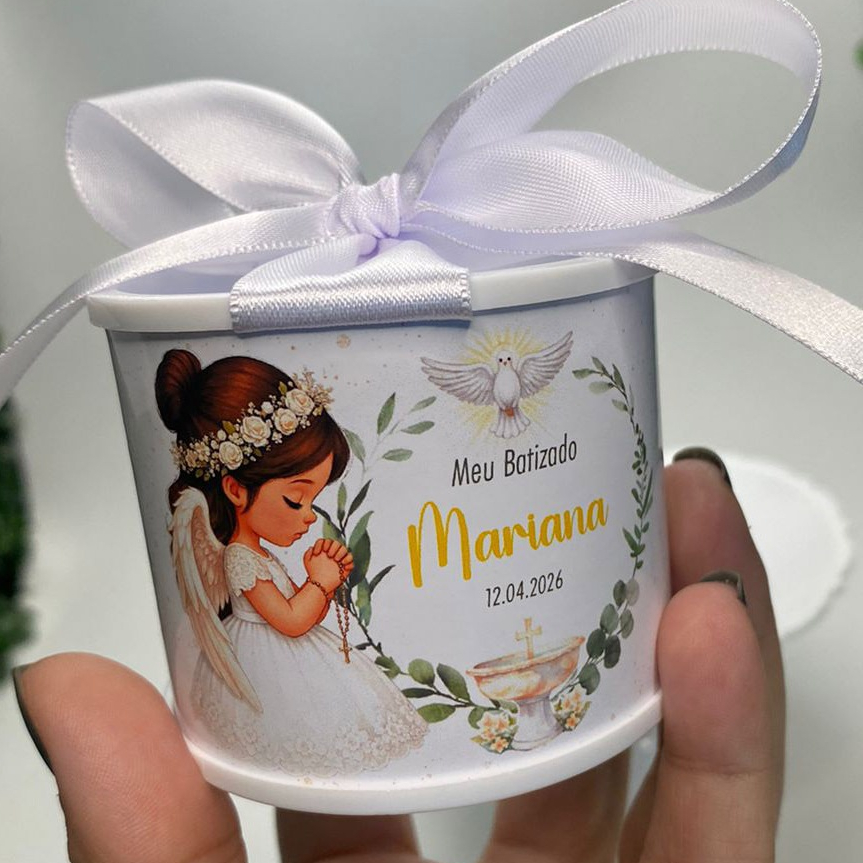 Kit tubolatas 5X6 personalizadas  BATIZADO MENINA • Lembrancinhas batizado | festa | casamento | maternidade