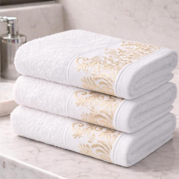 Kit 5 Toalha De Rosto Diamond | Branca Aveludada 100% Algodão Alta Absorção | Casa, Pousada, Hotel, Spa, Salão