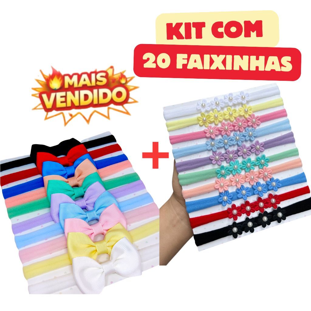 Kit 20 Faixas Laços faixinha para bebe menina Tiara flor para bebê roupinhas bebê