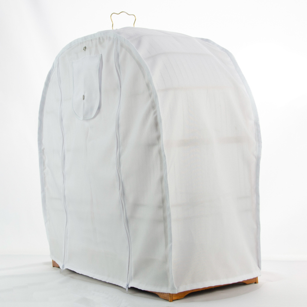 capa de gaiola N5 pano branco com ziper na frente