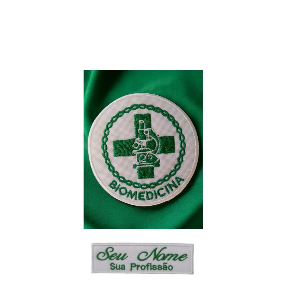 Patches Bordado Termocolante logo Biomedicina + seu nome e profisão