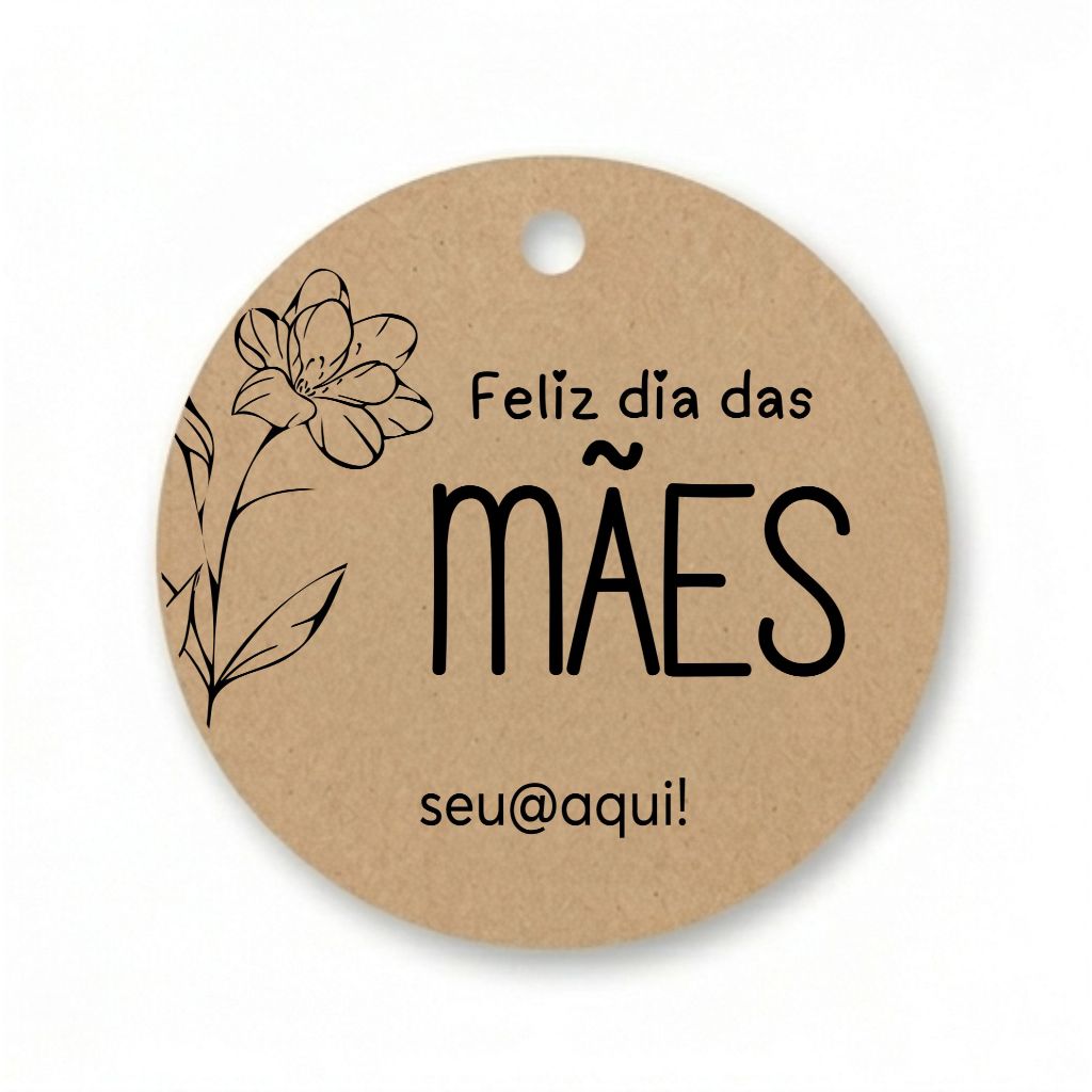 Tag etiqueta dia das mães papel kraft 4,5cm - 50/100 peças