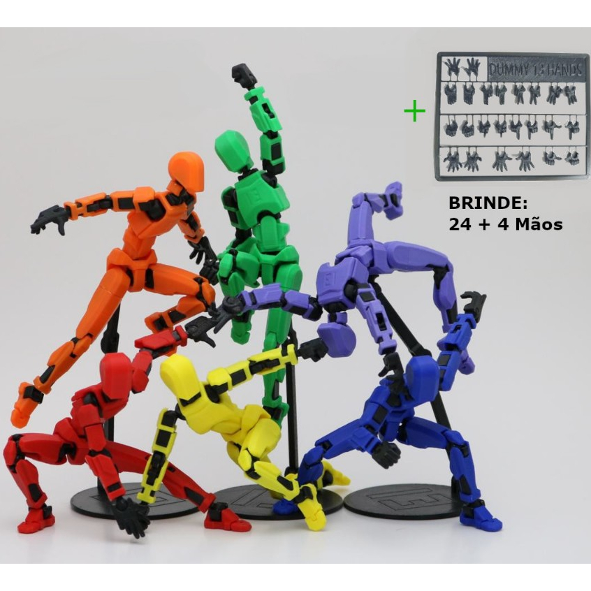 Dummy 13 Boneco Articulado - Montagem DIY (Anti-Stress) + 28 Mãos extra de brinde