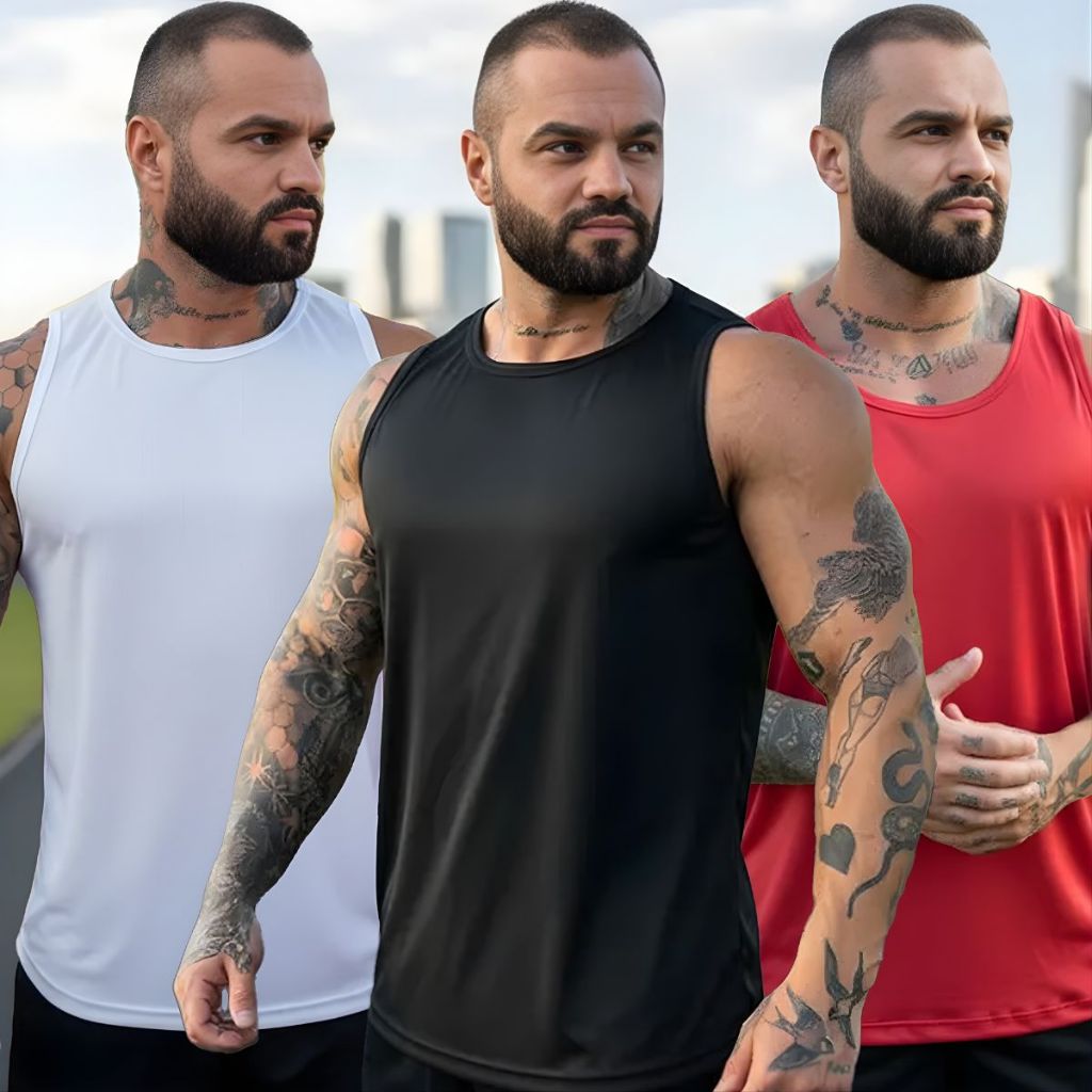 Kit 3 Regatas Masculinas Dry Fit TechWear