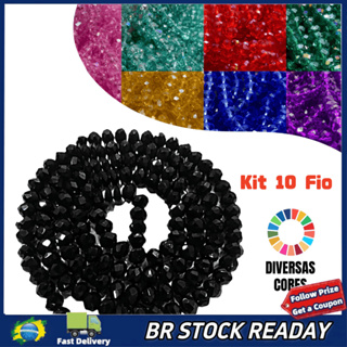 ✅[BR Seller]Kit 10 Fio de Cristal 8mm Flat Facetado Vidro 67~64 Cristais Contas Por Fio Aproximadamente 64 Cores em Oferta na Shopee