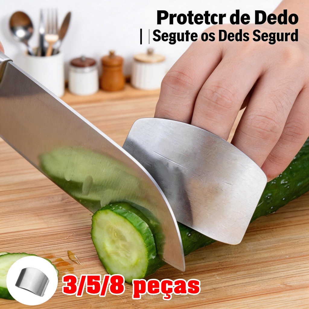 Protetor de Dedo de Aço Inoxidável para Cozinha - Segurança e Facilidade no Preparo de Refeições (1/2/3 Peças)