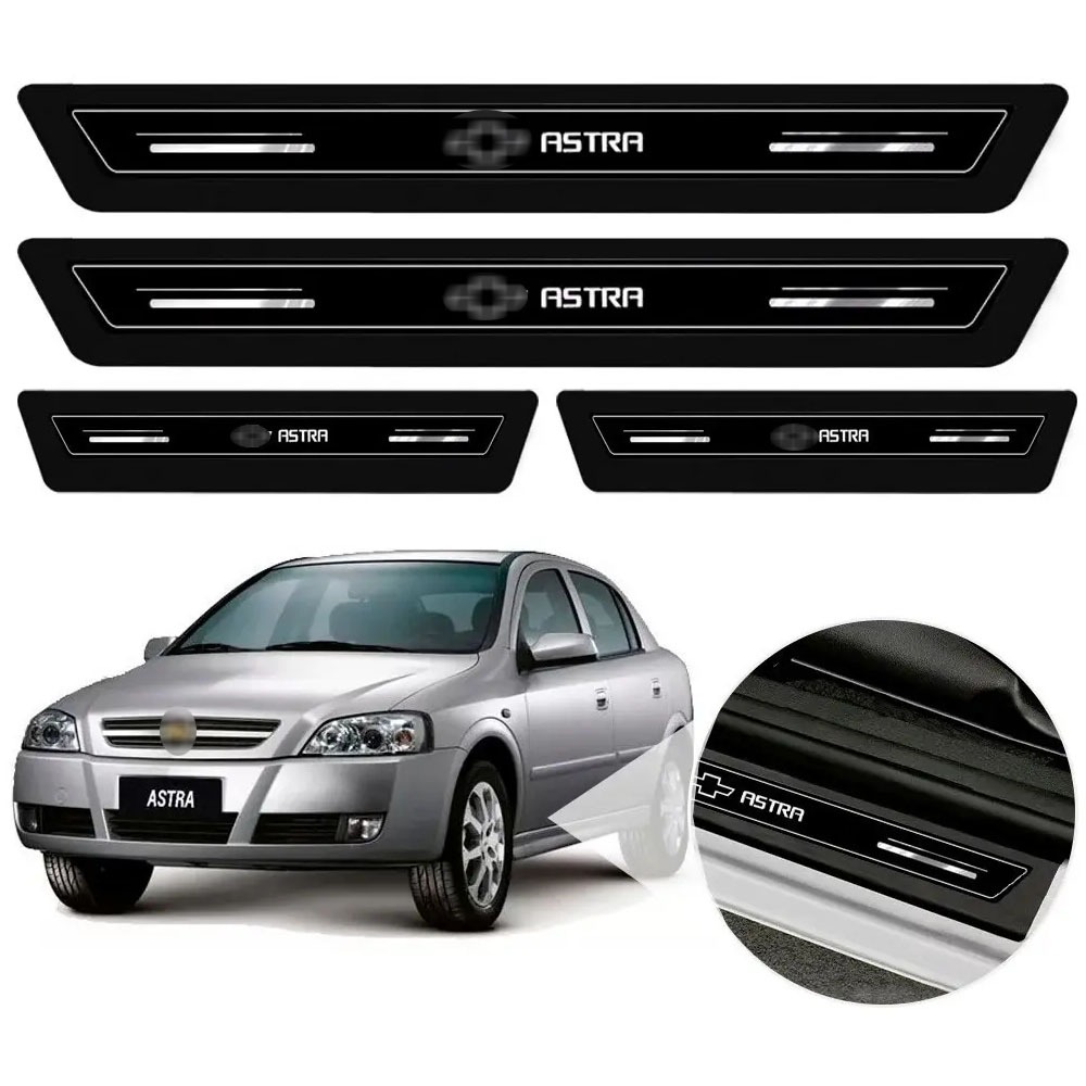 Soleira Porta Astra Todos Protetora Platinum Prata Preto Carro