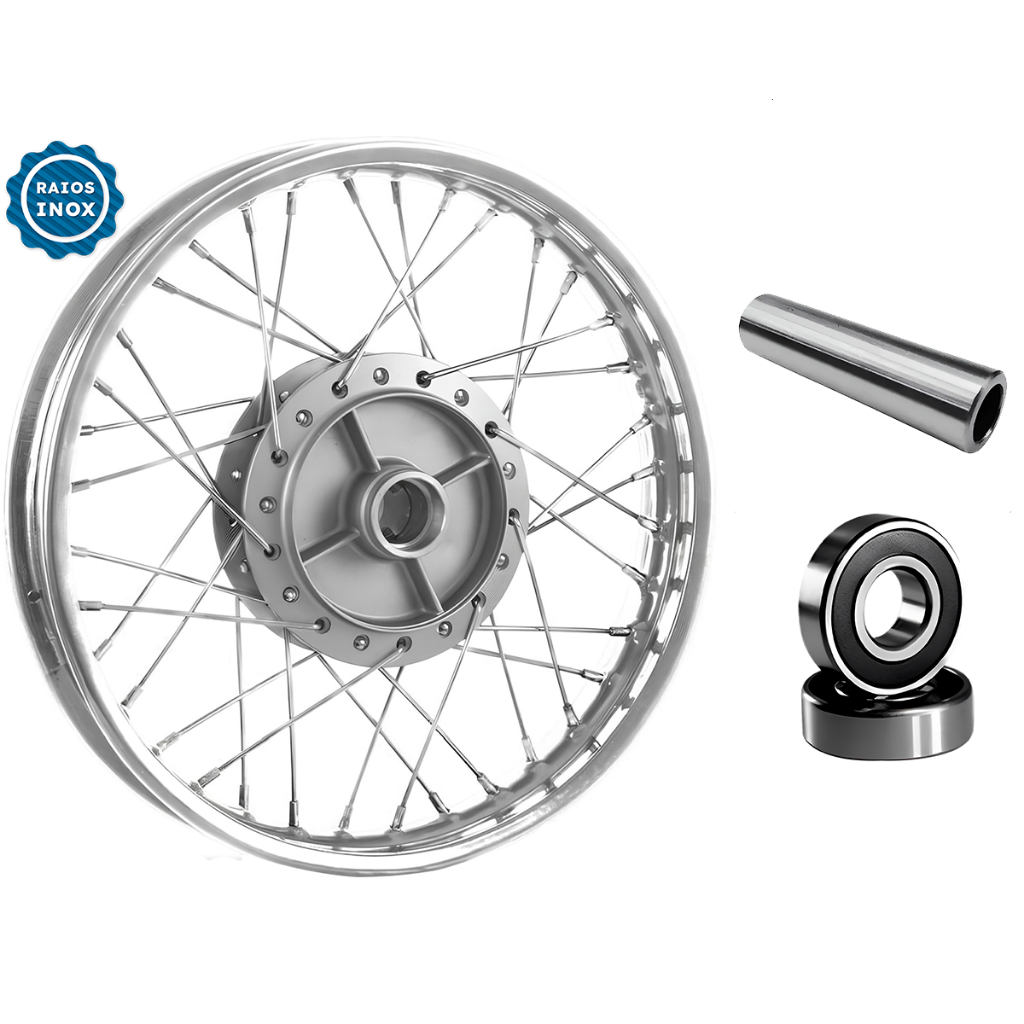 Roda Traseira Raio Inox Titan Fan 150 Rolamento / Espaçador