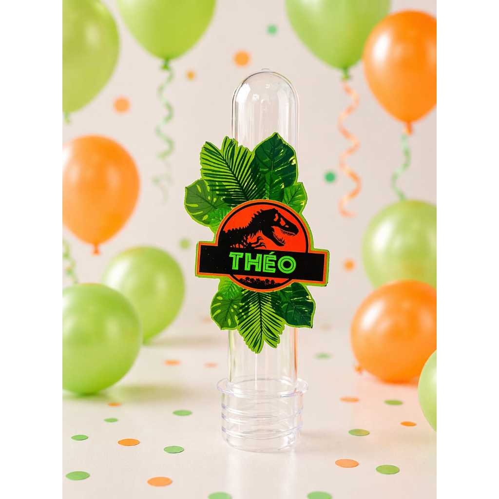 Tag Personalizada para Tubete Festa Infantil - Nome + Idade | Tema Dinossauro | Lembrancinha Luxo