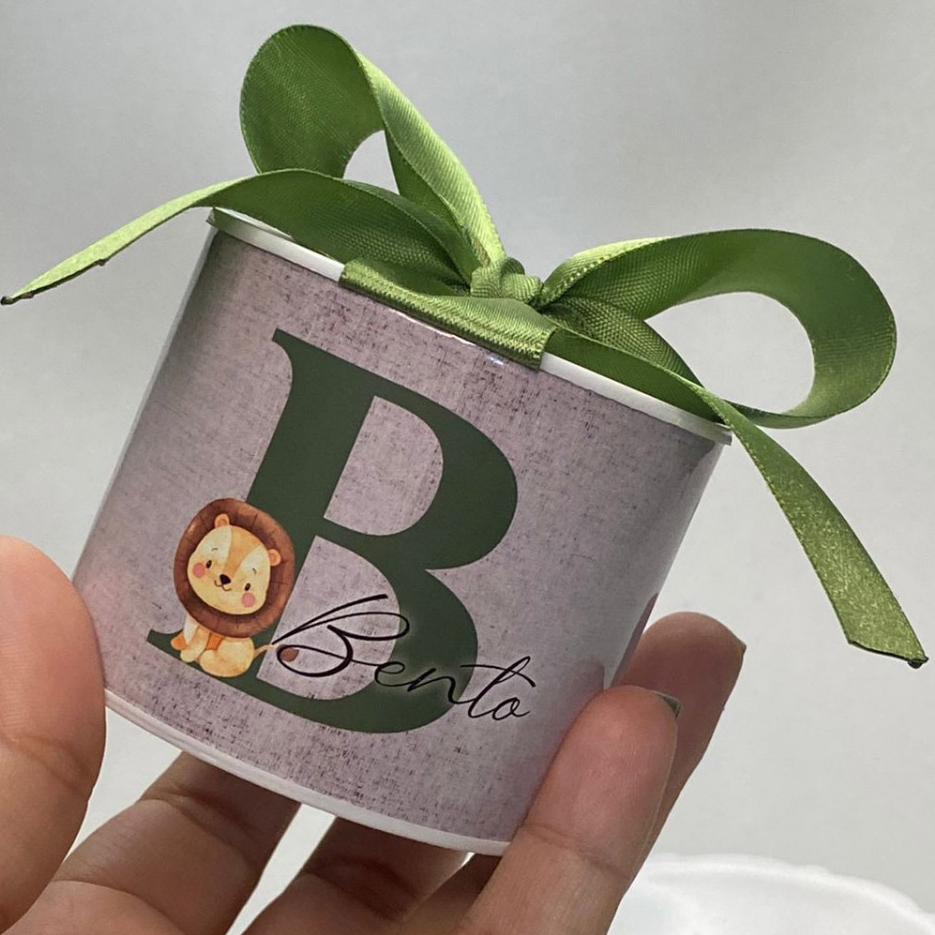 Kit tubolatas 5X6 personalizadas  SAFARI LEÃO VERDE • Lembrancinhas maternidade | festa | chá de bebê | revelação