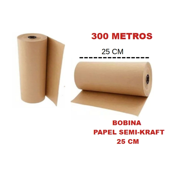 Bobina Papel Semi Kraft Bobina 25cm Aprox. 4 KG  Pardo Embalagem Caixa