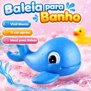 Brinquedo de Banho Bebê Baleia Azul Macia Mordedor 3+ Meses