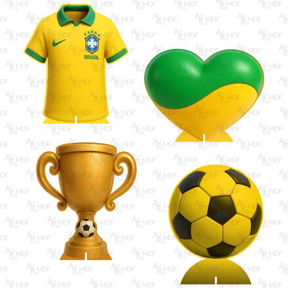 Kit de Mesa 4 Displays Copa do Mundo 2026 Brasil CUTE 20cm - Vinil Fosco - Totem Decoração Aniversário - ENVIO RÁPIDO
