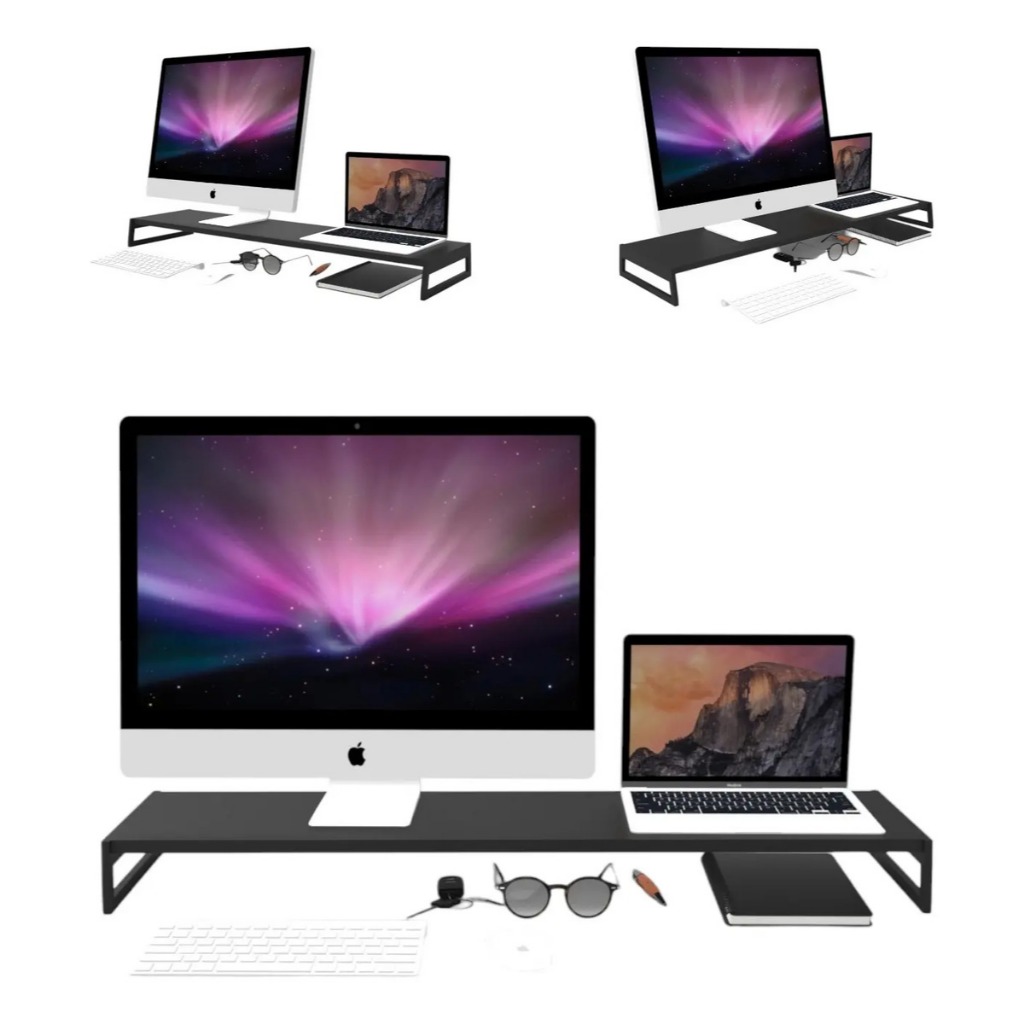 Base para Monitor Suporte Mesinha Ergonômico Mdf Preto 91cm ou 31cm
