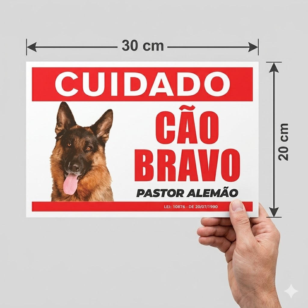 Placa Cuidado Cão Bravo Pastor Alemão Aviso Portão Placas De Advertência placa advertência cuidado