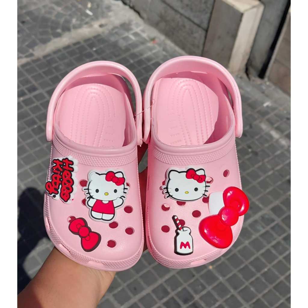 Babuche HEL LO KIT TY Bótons Pingentes Laço Coração Cup Cake adulto e infantil pins de borracha blogueira tendência.