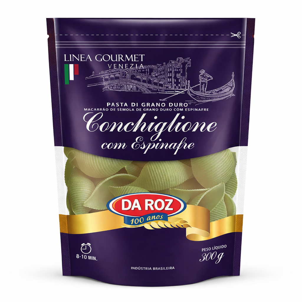 Macarrão Conchiglione Com Espinafre Gourmet Da Roz 300g