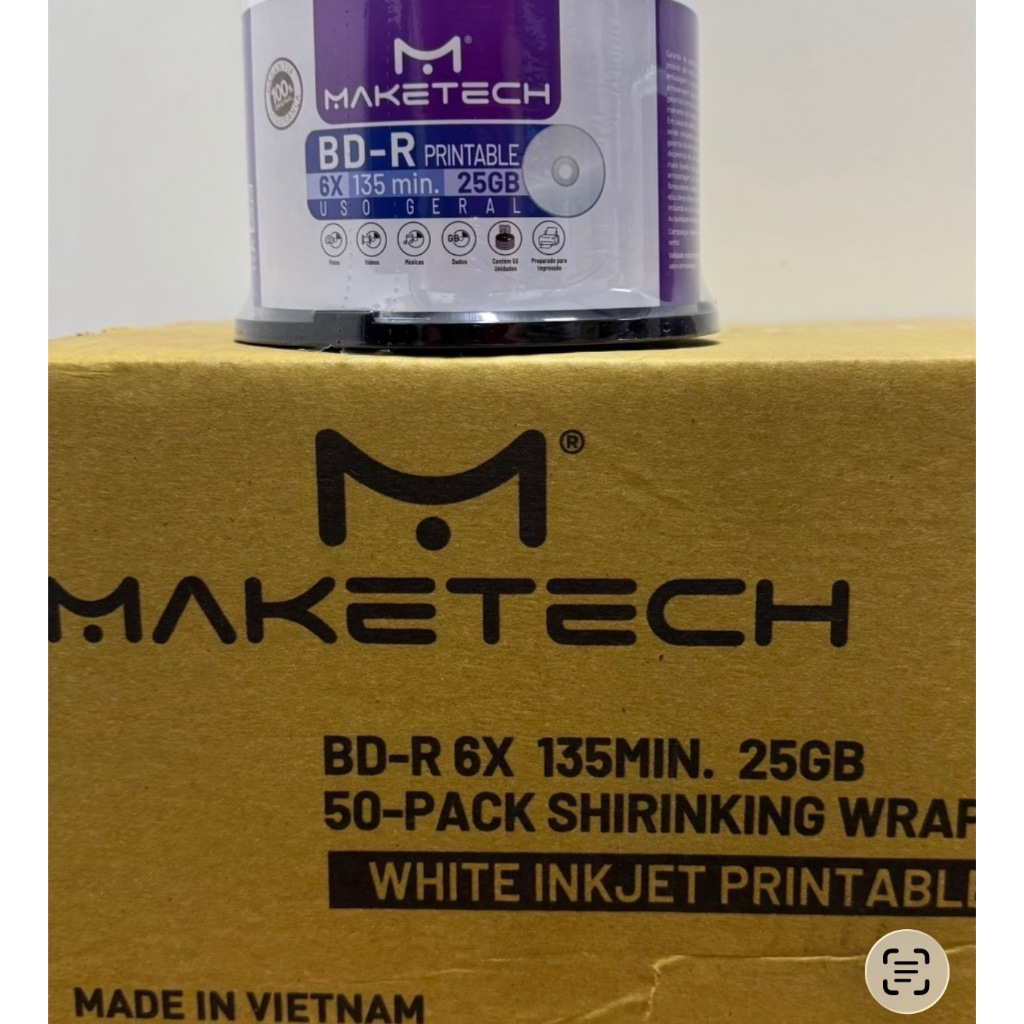 BLU-REY MAKETECH PRINTABLE 25 GB 135MIN 6X. 50 MIDIAS.