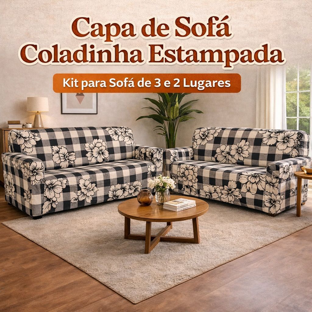 Capa de sofá 3 e 2 lugares Estampadas Coladinha em Oferta na Shopee