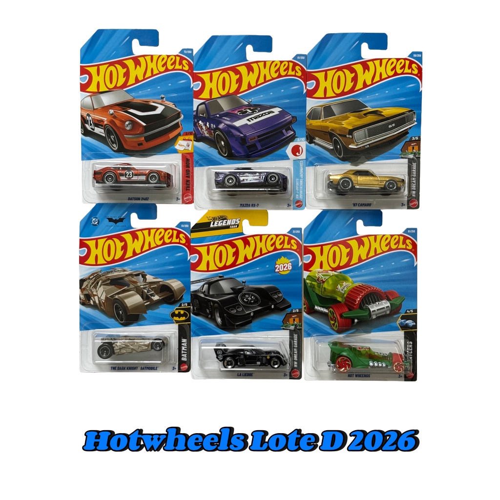 Hot Wheels 2026 Lote D | Camaro, RX7, JDM, Batmóvel e + 1:64