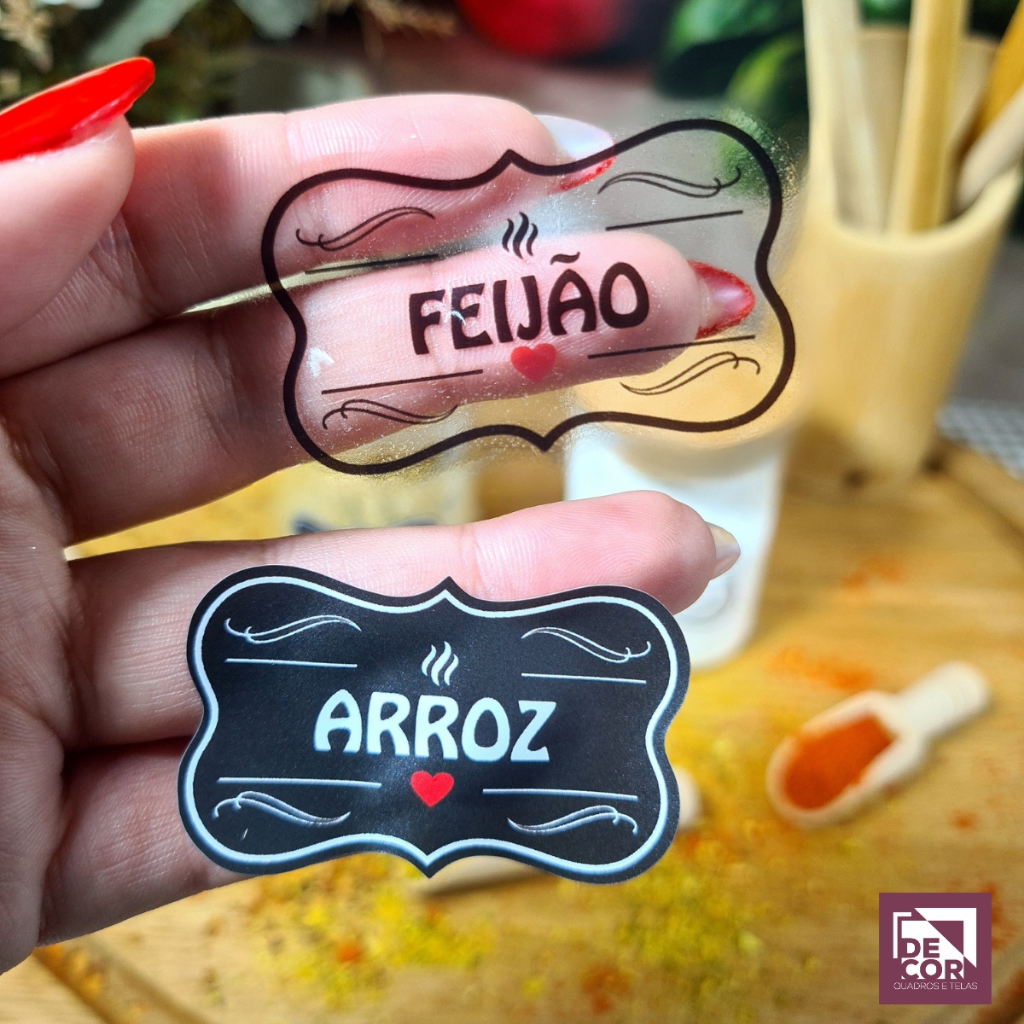 50 Etiquetas Adesivos Para Potes de Temperos e Mantimentos para Cozinha Prova D´água 5x3cm