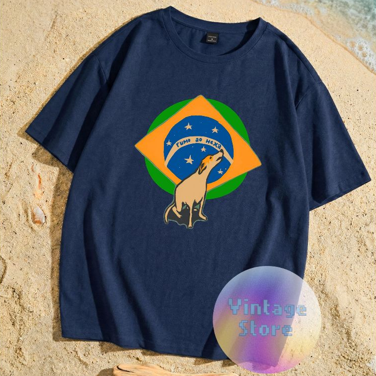 Camiseta Brasil Unissex Copa do Mundo Rumo ao Hexa Cachorro Caramelo Algodão Torcedor Tamanhos P ao Plus Size Futebol