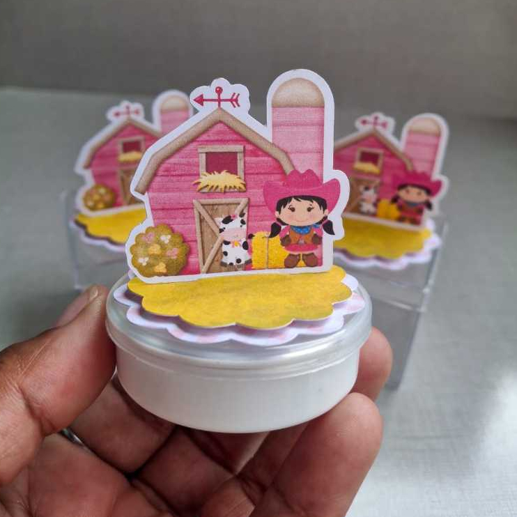 kit apliques 3D  em pé Fazendinha rosa - Lembrancinhas - Caixinhas Personalizadas - Papelaria Personalizada