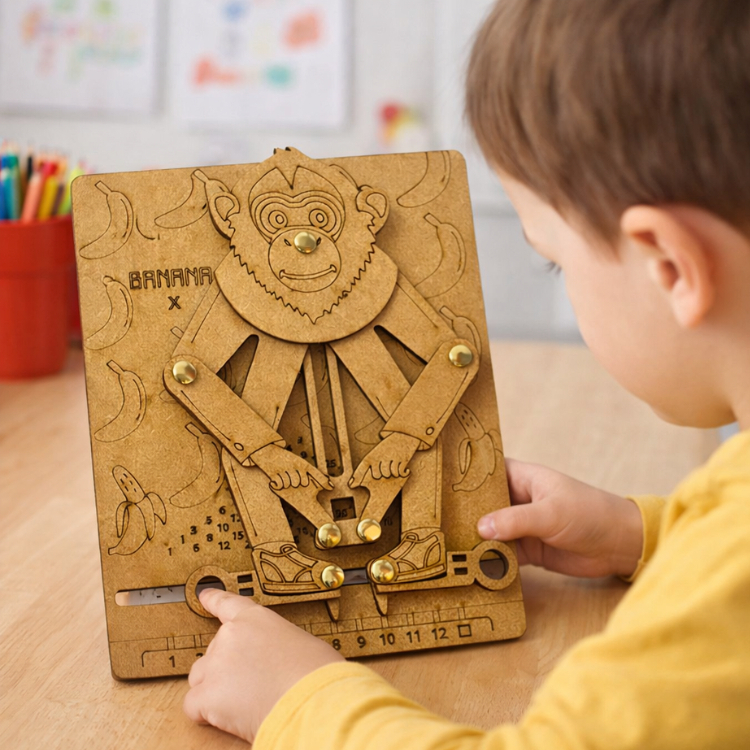 Brinquedo Educativo Macaco da Multiplicação Tabuada MDF Material Pedagógico Didático Matemática Kids