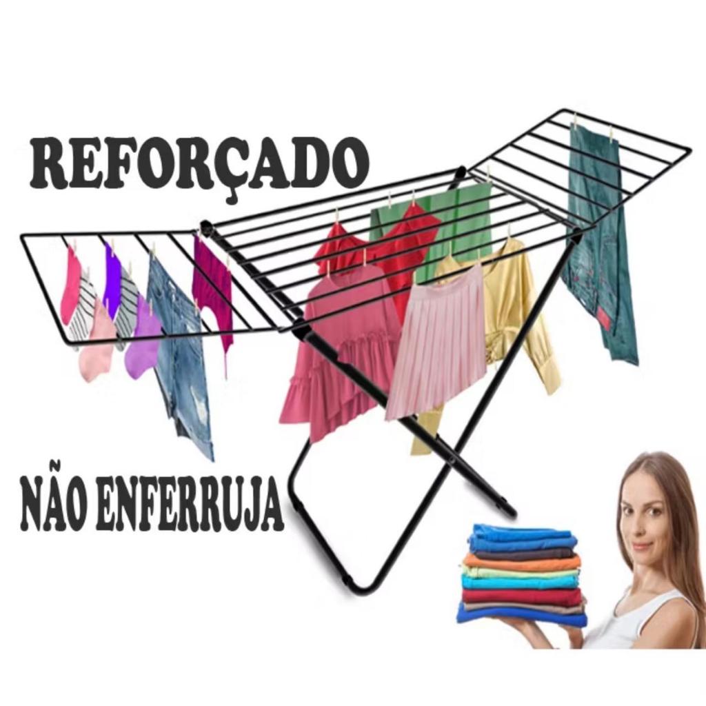 Varal De Chão Com Abas Reforçado Dobrável Aço Secalux 12kg Varal de Apartamento Retratil