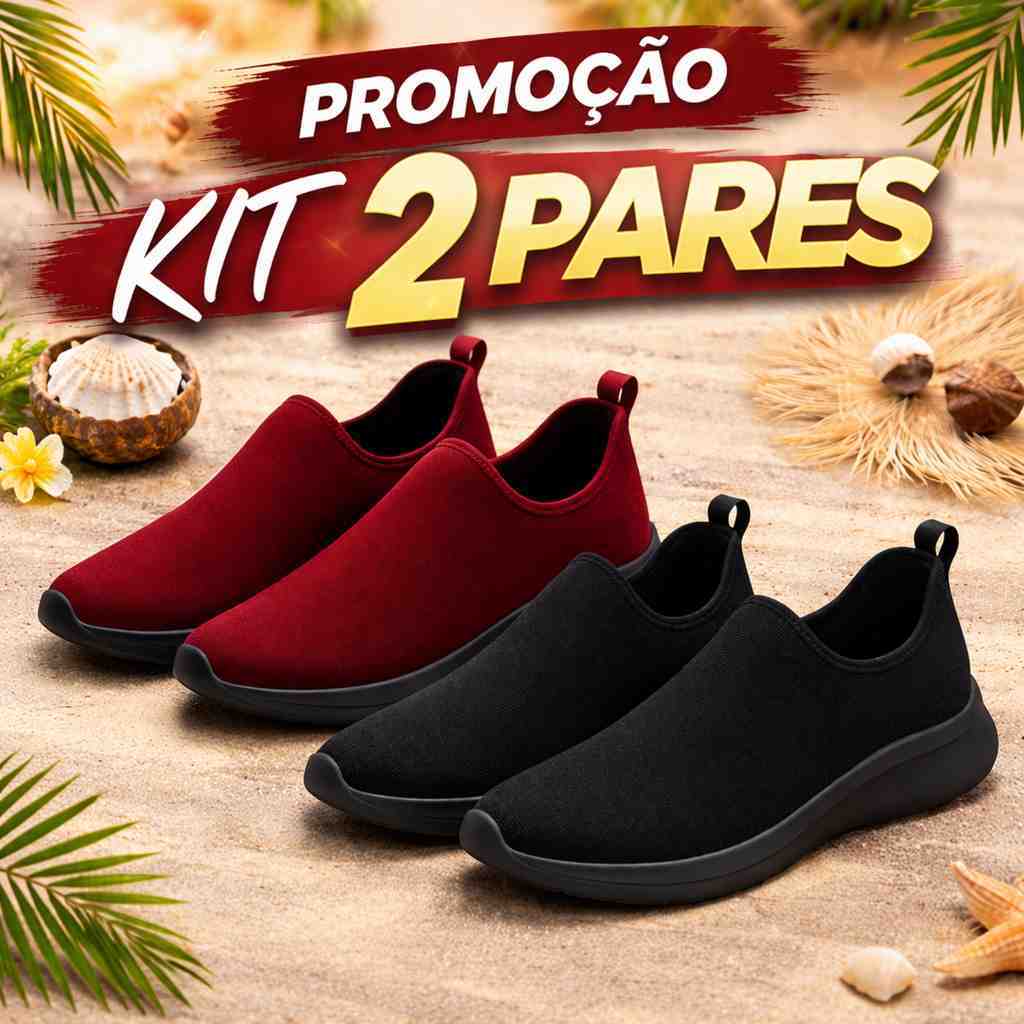 2 pares Tênis Meia Feminino Corrida Sem Cadarço Descubra o conforto do nosso tênis feminino preto bordo