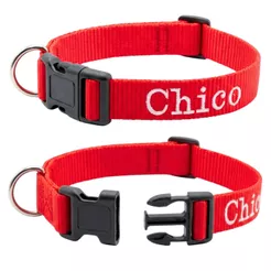 Coleira com nome para identificação cachorros pequenos e grandes ajustável nylon sedoso