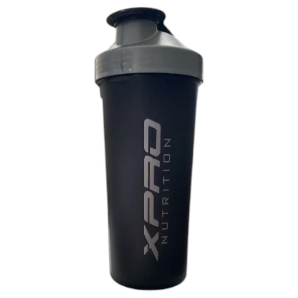 Coqueteleira Shaker Preta e Cinza Garrafa Squeeze 600ml Academia XPro Nutrition