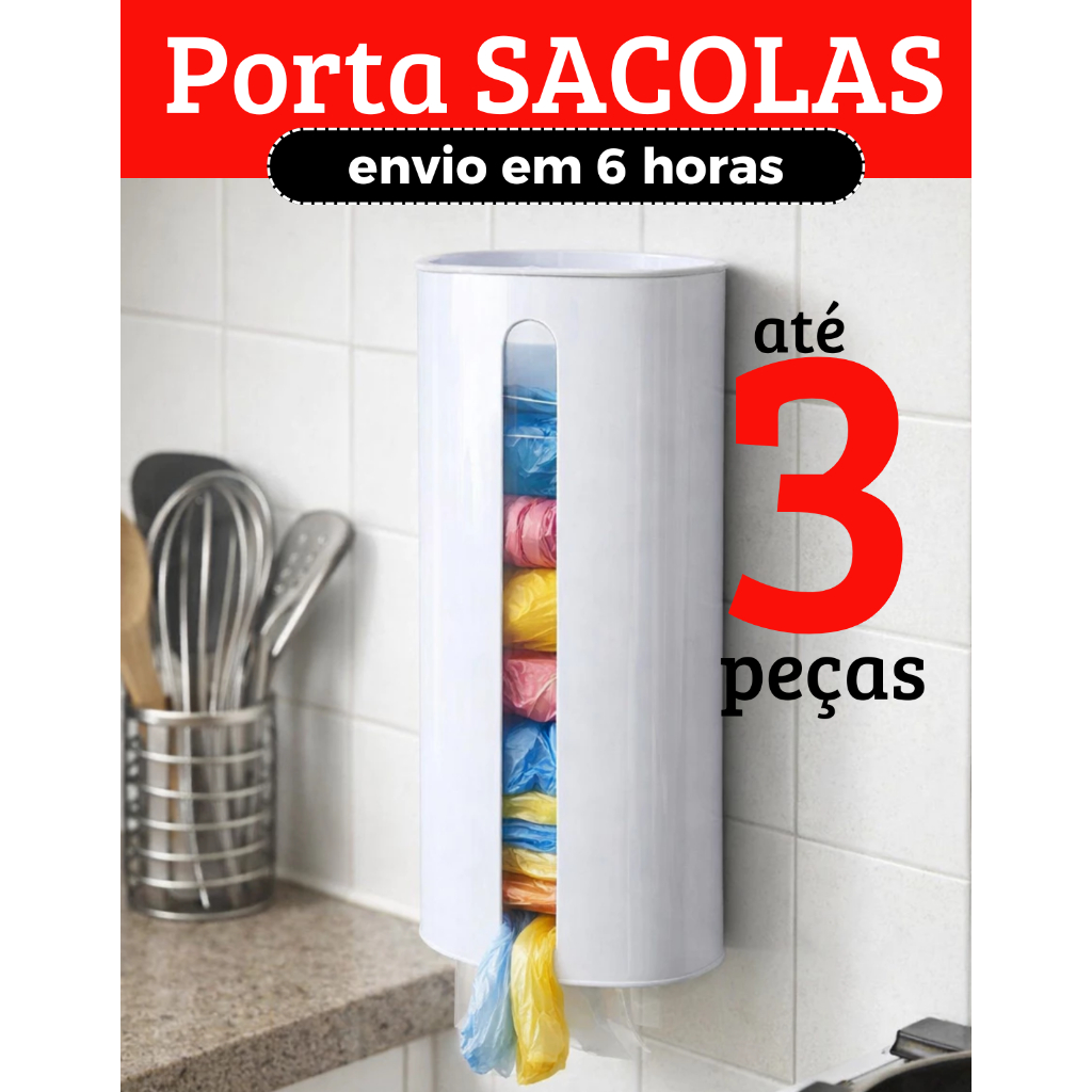 Dispenser Organiza Sacolas Puxa Sacos Lixo Parede E Cozinha em Oferta na Shopee