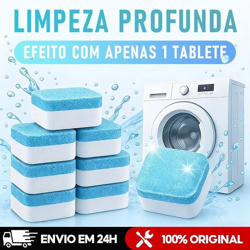 KIT 6/12/24/36 Pastilhas para Limpeza de Máquinas de Lavar Roupas Efervescentes Multifuncional
