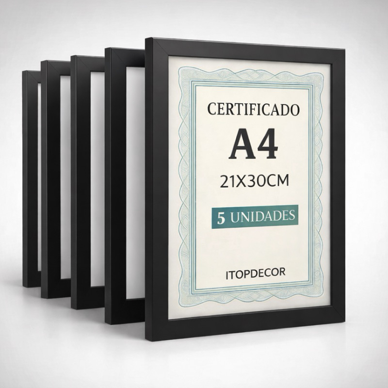 Kit 5 Molduras Quadros Certificados Acetato 21x30cm A4