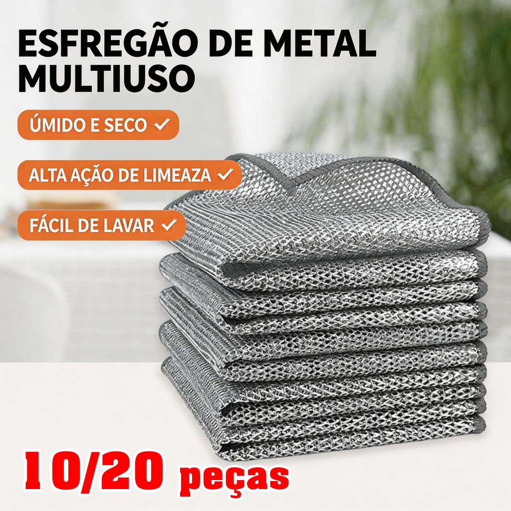 Pano de Limpeza de Arame Metálico Malha Não Oleosa para Fogão Panelas Louça, Multiuso Durável e Não Risca